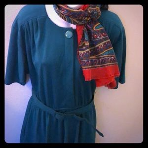 Vintage 1980’s Teal work Dress with original belt